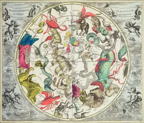 Kaart van het Zuidelijk Halfrond, uit 